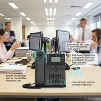 Telepon VoIP SIP KS30 dengan Layar LCD 2,3 inci Backlit, Suara HD, 2 Akun SIP, untuk Bisnis, Berbasis Linux, Kompatibel dengan LAN Kabel, IP PBX, dan IMS