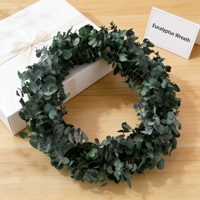 Guirlande de feuilles et fleurs séchées en forme de dollar argenté, couronne d'eucalyptus préservé au toucher réel, centres de table pour mariage et Saint-Valentin