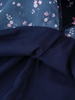 Robe midi chic et décontractée pour femme, nouvelle collection été 2026, col en V imprimé, à volants, style rétro, manches courtes.