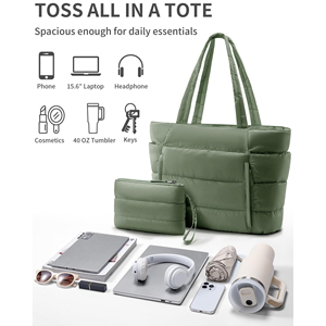 Sac fourre-tout matelassé en nylon vert olive <span class=keywords><strong>Royal</strong></span> Fair personnalisé, surdimensionné, multi-poches, matelassé, pour le shopping, à porter à l'épaule, pour les voyages - Product Image 4