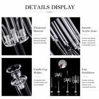 Lampe de table en acrylique transparent de qualité supérieure, candelabre suspendu avec décorations en cristal, support de bougie pour mariage, scène, banquet, fête