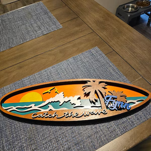 Panneau mural de <span class=keywords><strong>surf</strong></span> personnalisé multicouche 3D été planche de <span class=keywords><strong>surf</strong></span> en bois découpé au laser décoration personnalisée sur le thème tropical - Product Image 4