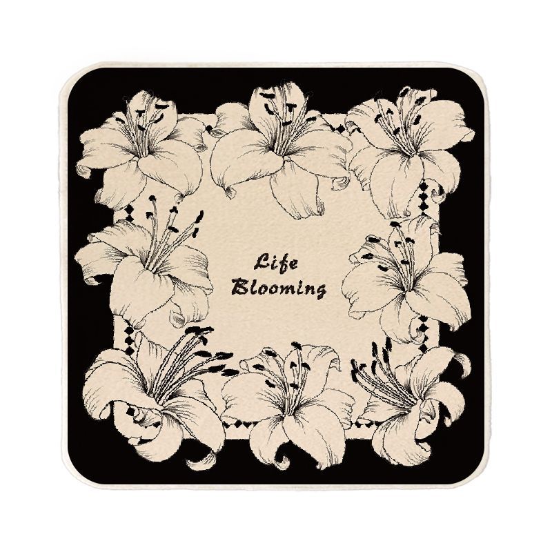 Flower Garden Secret Realm Black Rectangular Seat Cushion