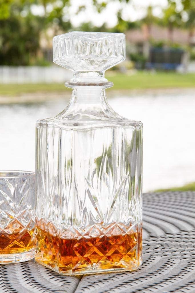 Royalty Art Kinsley Whiskey Glasses Set with Decanter Liquor Classic 5 Pc Glass wine set