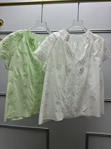 เสื้อผู้หญิงสไตล์วินเทจ ถักโครเชต์ลายฉลุ ปักลาย  ทรงหลวม  หรูหรา น้ำหนักเบา ระบายอากาศได้ดี ผ้าฝ้าย 100% แขนสั้น สำหรับฤดูร้อน - Product Image 3