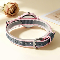 Montre à quartz ronde W189 avec aiguilles en forme de cœur, bracelet en nylon dégradé de couleur, montre-bracelet décontractée et mignonne, vente en gros