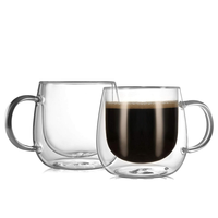 Vente en gros 360 ml 10 oz 12 oz 15 oz Tasse à lait en verre à double paroi isolée Tasse à café pour cappuccino latte Americano