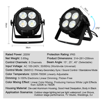 Sahne Aydınlatma LED Par Işık 200W IP33 Ayarlanabilir Beyaz Işık 3200K-7800K TV Stüdyosu Kulüp DJ Düğün Parti Etkinliği için