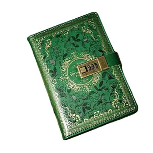 Journal en cuir vintage double lune avec pierre et serrure Journal en cuir rechargeable cahier fournitures de bureau