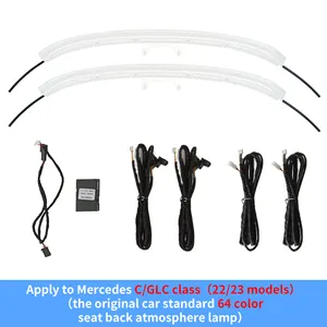 Accesorios mejorados para Interior de coche de buena calidad, luz ambiental LED de 64 colores para asiento trasero para mercedes-benz C/GLC-class W205 X253