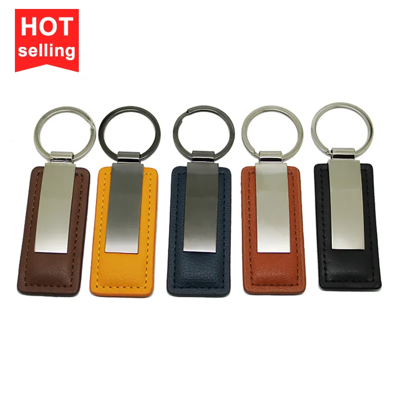 A01 Wholesale Fashion Cheap Custom Mini Car Logo Personalized Blank Metal Pu Leather Keychain