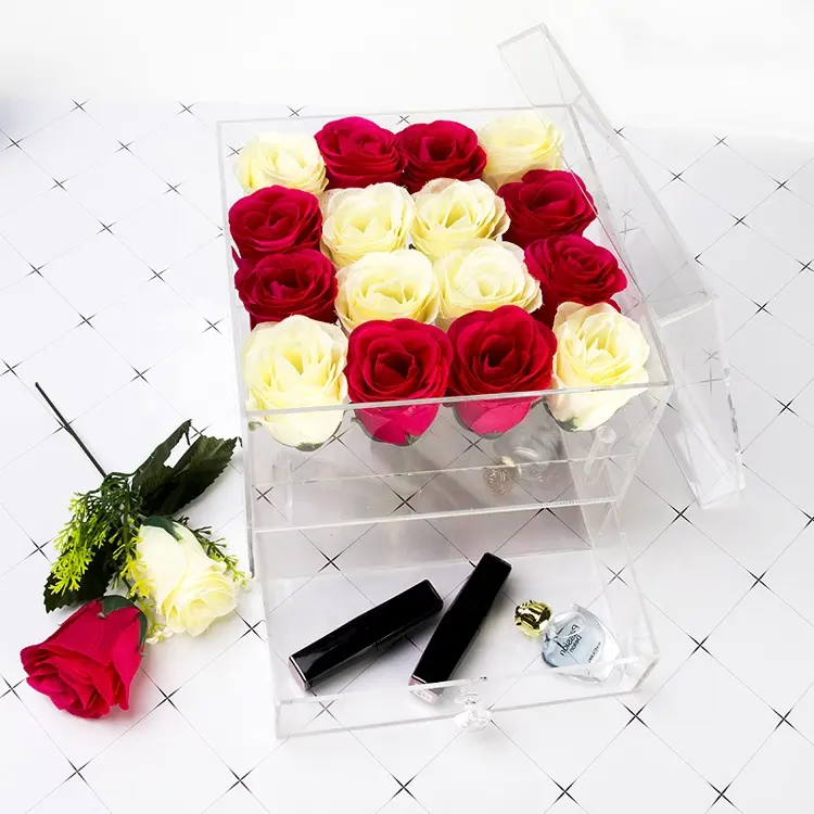 Giá Rẻ Rõ Ràng Acrylic Flower Box Không Thấm Nước Cho Hiển Thị Hoa