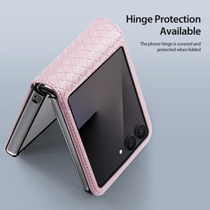 เหมาะสำหรับเคสโทรศัพท์หน้าจอพับได้ Zflip 8 แฟชั่นสำหรับผู้ชายและผู้หญิง ป้องกันได้รอบด้าน ทำจากหนัง พร้อมฝาพับในตัว - Product Image 1