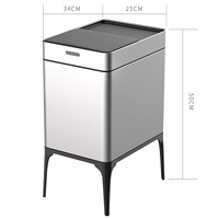 Poubelle intelligente moderne à capteur en acier inoxydable de 22L avec fonction d'ozone, poubelle de cuisine rectangulaire intelligente sur pieds hauts coulissants