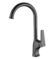 Robinet de cuisine commercial moderne à poignée unique en acier inoxydable finition brossée noire fonction eau chaude froide céramique classique