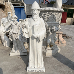 Statue de prêtre ermite libanais en pierre naturelle sculptée à la main, personnalisable, résistante aux intempéries, pour <span class=keywords><strong>jardin</strong></span> d'église - Product Image 3