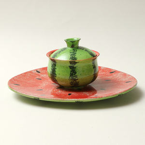 <b>Ceramic</b> Watermelon Serving <b>Plate</b> Set With Lid For Tea Party Novelty Dishes - Product Image 2