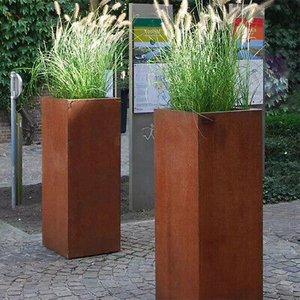 Outside Corten Steel <b>Rectangular</b> Metal Planter Garden Decorative Floor Planters - Product Image 5