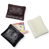 Sac Organisateur Vintage en Cuir Véritable avec Fermeture à Pression, Mini Pochette Simple pour Écouteurs, Porte-Monnaie Compact Ultra-léger pour les Déplacements