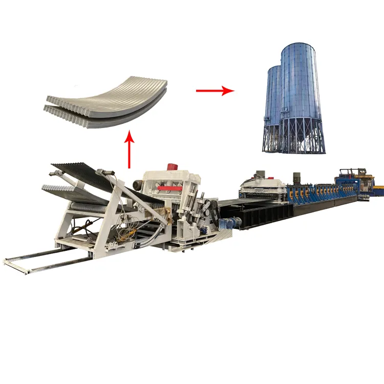 Macchina automatica 2 In 1 per la formatura e la curvatura di rulli per Silo di cereali In metallo macchina per la produzione di Silo con perforazione