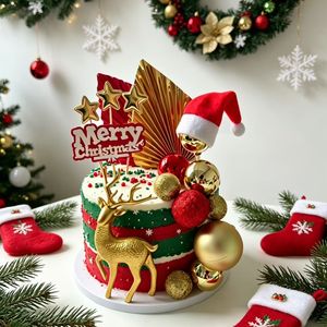 Décoration de gâteau en gros d'usine : fleurs d'hibiscus, boules de mousse aux couleurs variées, feuilles de palmier, topper de gâteau Joyeux Anniversaire Flamant rose - Product Image 3