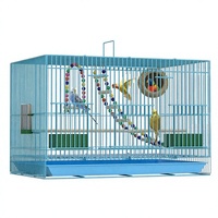 Cage à oiseaux rectangulaire pliable extra large, solide, écologique et moderne, avec plateau amovible, mangeoires intégrées et fermeture à bouton, en métal, Forbird