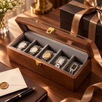 Boîte de rangement pour montres en bois avec doublure en velours, étui de présentation pour 5 montres, pour collection à domicile et cadeaux