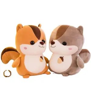 Kids cuddle with cute stuffed animals MOE MOE oversized suspenders in bed girl Furry bear toys