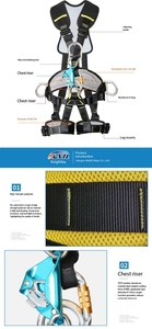 Sabuk Pengaman Kerja di Ketinggian Tinggi dengan Kait Tunggal dan Ganda, Tali Polyester Elastis, Kantong Penyangga Anti Jatuh, Tali Pengaman - Product Image 2