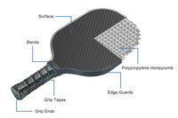 Raquette de Pickleball approuvée par USAPA Surface en fibre de verre PP Noyau en nid d'abeille TPU Edge Guard Pickleball Paddle Raquette