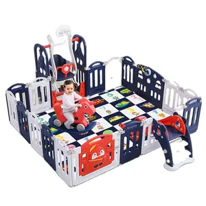 Playard Baby Playpen Anak-anak Pusat Aktivitas Keselamatan Bermain Halaman Pagar Bayi Area Bermain Gerbang Bayi Rumah Dalam Ruangan Luar Multiwarna Plastik