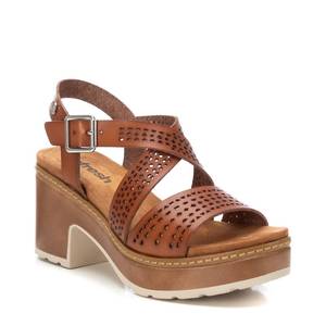 Sandalias de Tacón de Cuero para Mujer Refresh, Estilo Plataforma, Color Bronceado - Product Image 1