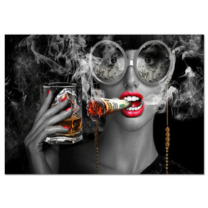 Dollars Wall Art Pictures Modern Black Smoking Girl Posters sur toile Impressions Peinture sur toile Quadro <span class=keywords><strong>D</strong></span>écoration Home Decor Art - Product Image 6