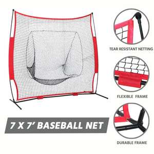 ตาข่ายฝึกซ้อมเบสบอลแบบพกพา ขนาด 7x7 ฟุต ตาข่ายฝึกซ้อมซอฟต์บอลพร้อมโซนตีสำหรับฝึกตี ฝึกขว้าง และฝึกซ้อม - Product Image 5