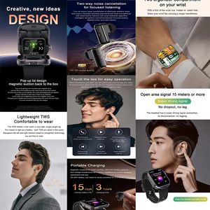 Audífonos T99 TWS <span class=keywords><strong>2</strong></span> en 1, Reloj Inteligente Deportivo, Llamadas Bluetooth, Reproductor de Música, Auriculares, Monitor de Actividad Física, Novedad 2025 - Product Image 3