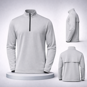 Servicio OEM y ODM, Fabricante Profesional de Ropa, Sudadera Personalizada de Alto Rendimiento con Cierre de Media Cremallera, Color Gris, para Entrenamiento al Aire Libre - Product Image 1
