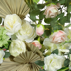 Luxury <b>Artificial</b> Flower <b>Bouquet</b> Decorative Wreaths and Swags White Rose Floral Wall Hanging Arrangement for Home Wedding Decor - Product Image 3