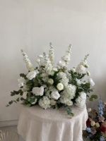 Weiß-Grünes Handgefertigtes Hochzeits-Blumenarrangement Künstlicher Calla-Lilien-Strauß Rose Hortensie 60cm Blumenball Tischdekoration