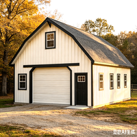 Structure de garage et atelier en acier robuste, avec poutre en H et porte latérale