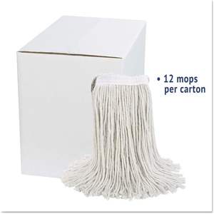 Boardwalk 2024CCT Cut-End Wet <b>Mop</b> Head No. 24 White <b>Microfiber</b> Cotton Adjustable Handle for Home Usage 12/Carton - Product Image 1