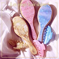 Brosse à cheveux personnalisée faite à la main avec nom, en forme de tortue, avec strass, en marbre, démêlante, en bambou naturel, peigne pour massage du cuir chevelu, cadeau OEM