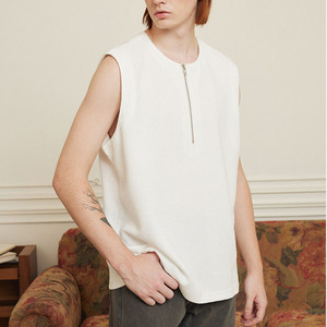 Venta al por mayor Waffle Knit Tank Top Media cremallera <span class=keywords><strong>Ropa</strong></span> de alta calidad Hombres Waffle Shirt Sin mangas Mend Designer <span class=keywords><strong>Ropa</strong></span> Verano 2025 - Product Image 5