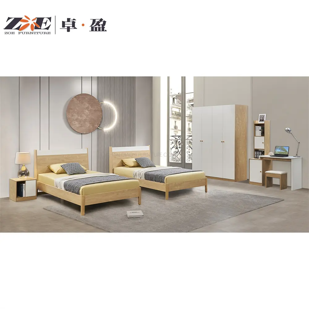 Lit Queen Size encadré en bois dur massif blanc pour chambre à coucher