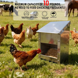 Jh-Mech Kippenvoeder Met Raam Knaagdier Proof Weerbestendige Silo 40lb Geen Afval Metaal Gegalvaniseerd Automatische Kippenvoeder - Product Image 2