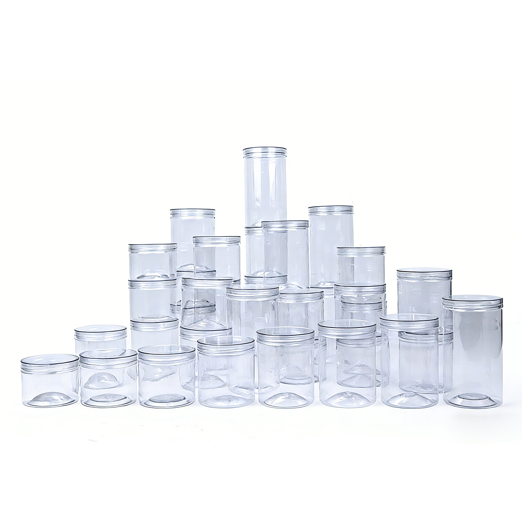 White Transparent Round PET Jar Food Grade 370ml Airtight Canister with Easy Open Pop Top Lid for Sugar Candy or Cake Storage