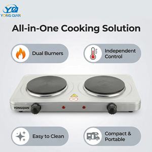 Plaque chauffante <span class=keywords><strong>électrique</strong></span> à double brûleur haute puissance 2000 W pour usage domestique, à conduction thermique solide - Product Image 1