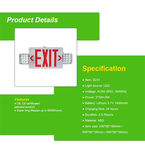 Tuoming nhà máy giá có thể điều chỉnh sạc nhựa <span class=keywords><strong>Exit</strong></span> dấu hiệu với Thủ Trưởng gấp đôi LED ánh sáng khẩn cấp - Product Image 2