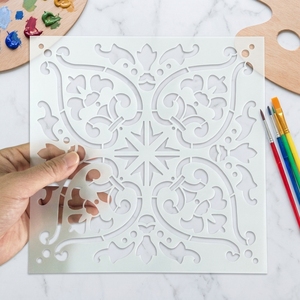 Stencil per Piastrelle in PET Personalizzabile, Durevole ed Ecologico, Modello Floreale Vintage Simmetrico 40g/<span class=keywords><strong>m</strong></span> per Pavimenti, Pareti, Legno, Fai-da-Te, Casa - Product Image 4