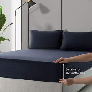 Einfarbiges 4-teiliges Bettlaken-Set aus Mikro faser Premium-Bettwäsche - Product Image 3
