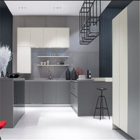 Meubles de cuisine de luxe, style laqué contemporain, solutions de rangement pour villas